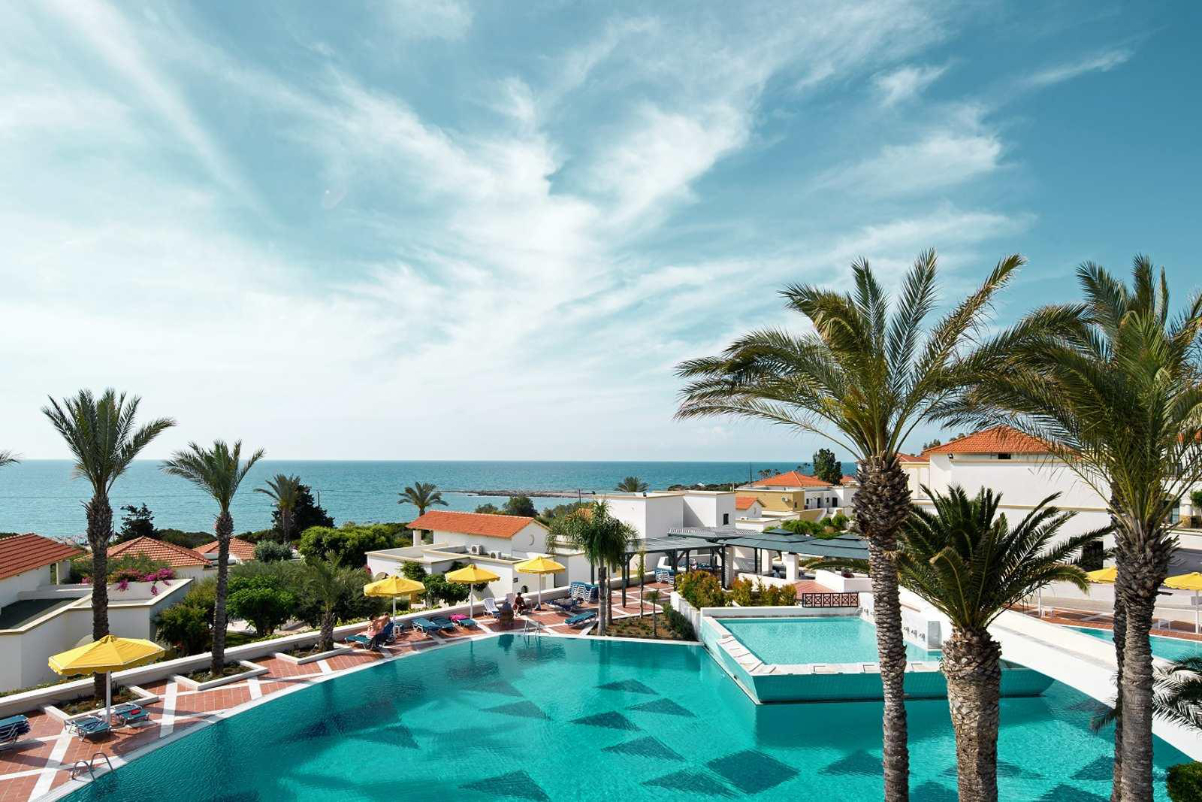 a pretty swimming pool at a resort on the Greek island, Rhodos