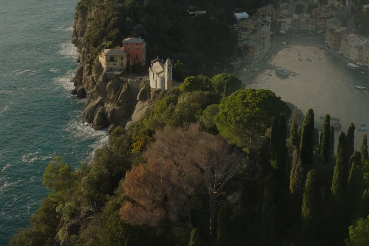 an aerial view of gorgeous portofino, an italian resort destination